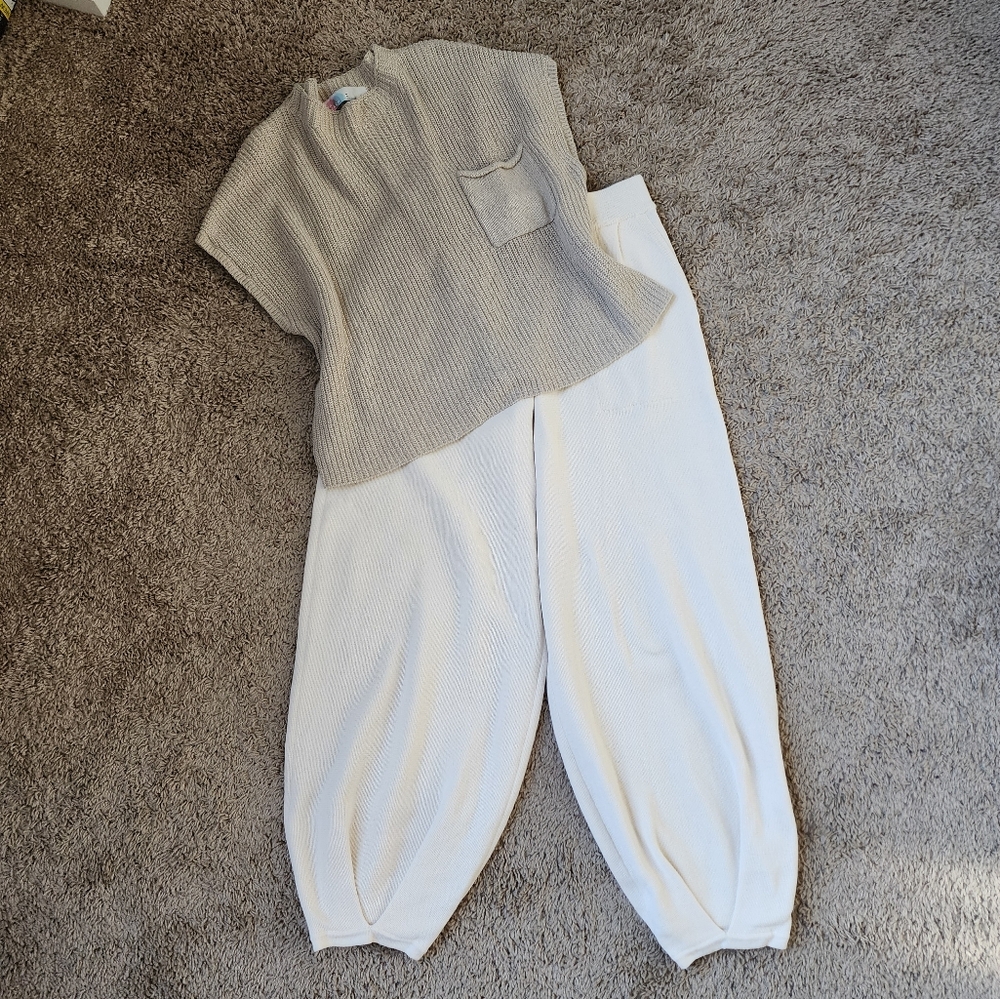 Free People Beach Freya Neutral Beige And Tan Lounge Set Size Medium